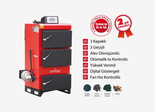 3 Geçişli Otomatik Isı Kontrollü Katı Yakıtlı Kat Kaloriferi