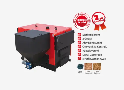 3 Geçişli Otomatik Yüklemeli Merkezi Sistem Katı Yakıtlı Kalorifer Kazanları