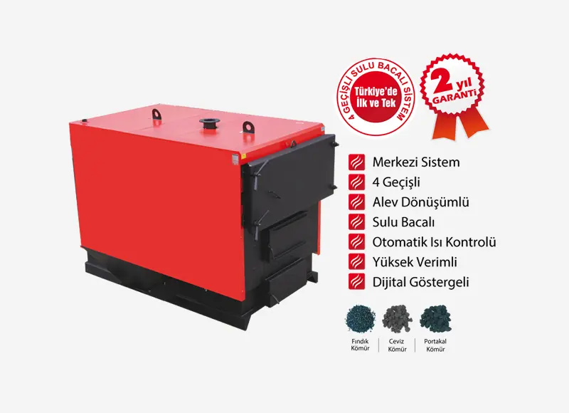 4 Geçişli Merkezi Sistem Katı Yakıtlı Kalorifer Kazanları