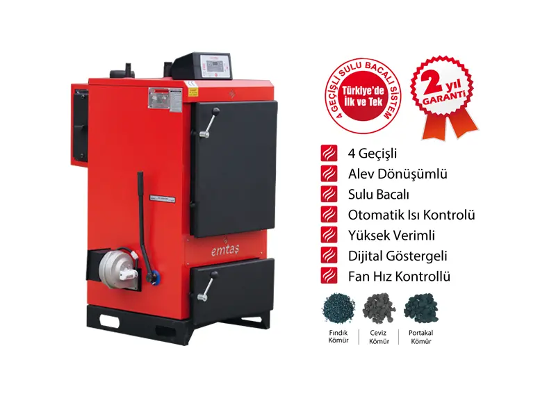 4 Geçişli 2 Kapaklı Otomatik Isı Kontrollü Katı Yakıtlı Kat Kaloriferi