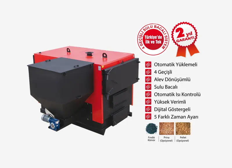 4 Geçişli Otomatik Yüklemeli Merkezi Sistem Katı Yakıtlı Kalorifer Kazanları