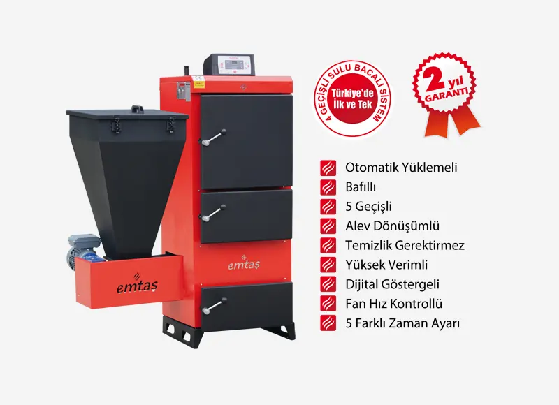 5 Geçişli Bafıllı Otomatik Yüklemeli Katı Yakıtlı Kalorifer Kazanları